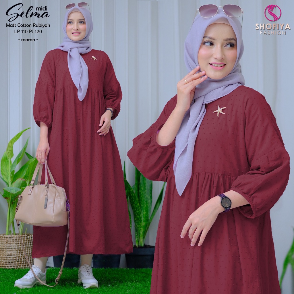 Selma Midi Dress by Ori Shofiya Kekinian Terbaru Bahan Cotton Rubiyah