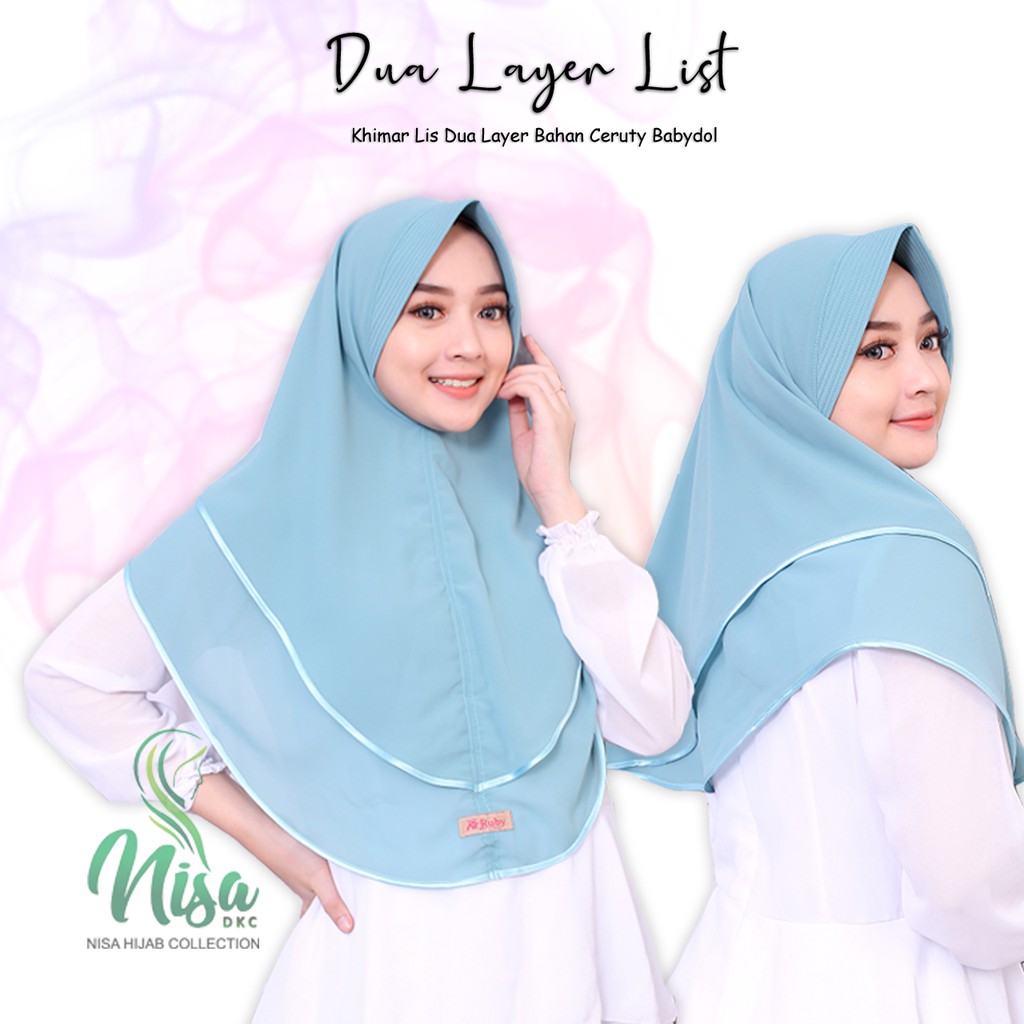 Khimar Ceruty Babydoll Lis Dua Layer Jilbab Bergo Tumpuk