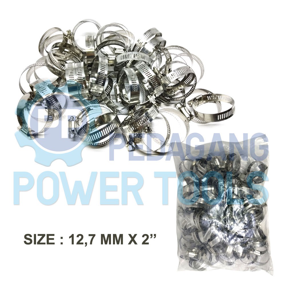 KLEM SELANG BISON 2&quot; INCH STAINLESS STEEL HOSE CLIPS - ISI 100 PCS