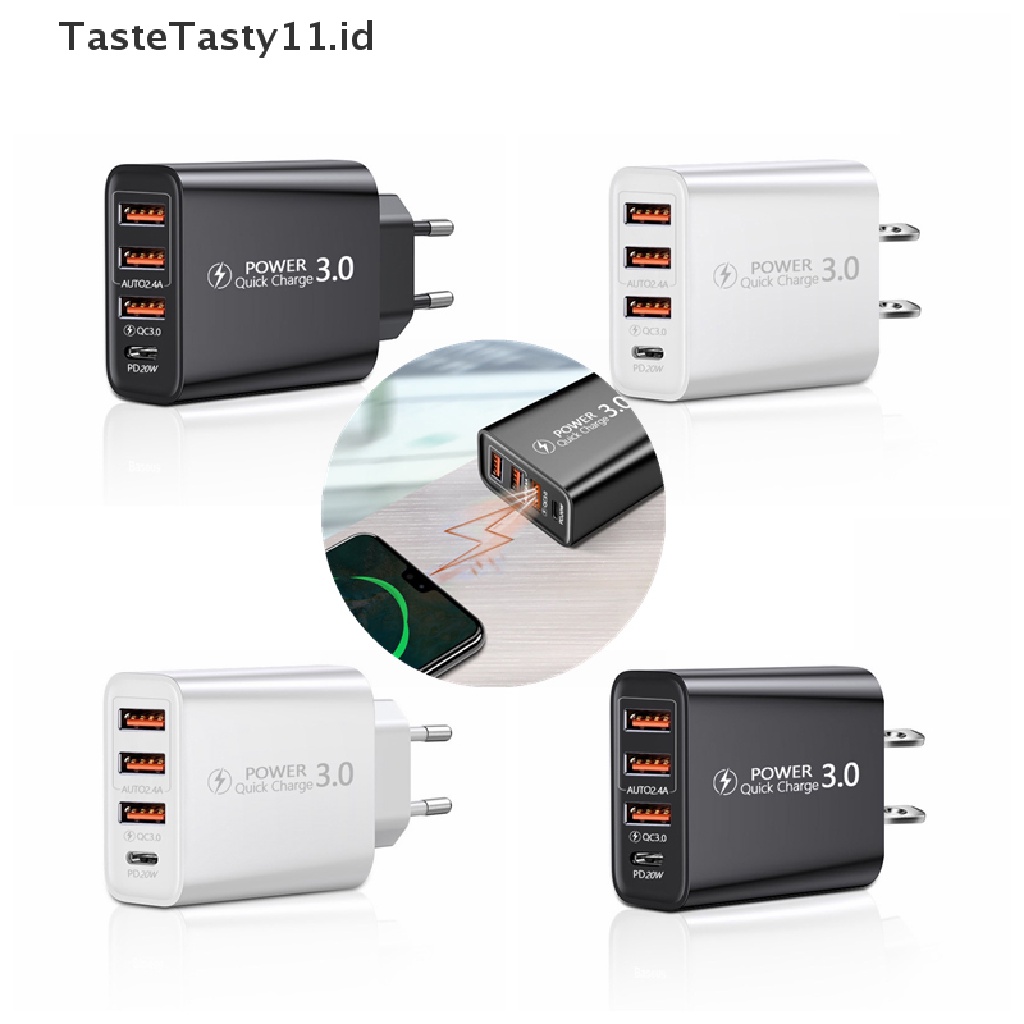 (TasteTasty) Kepala Charger 3C1A Port USB Tipe-C PD Fast Charging Portable Untuk Travel