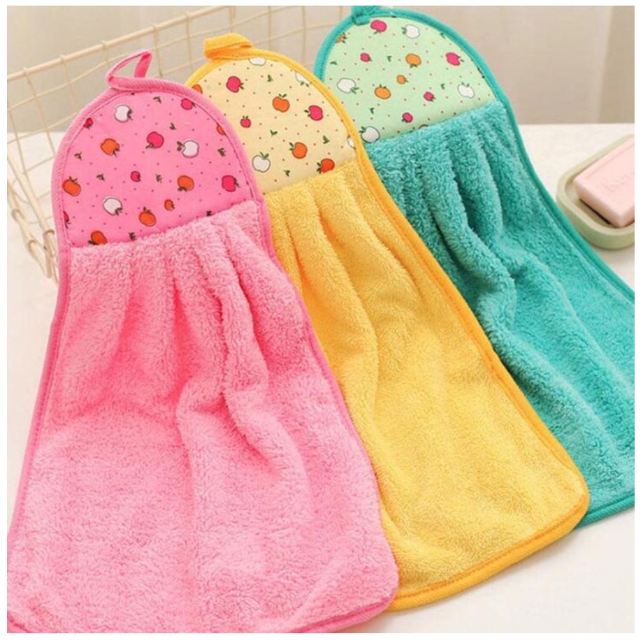 Kain Lap Tangan Handuk Motif Apel Kartun Lap Motif Besar / Kain Lap Tangan Dapur Wastafel Motif Kartun Hand Towel Clean Cloth Kitchen