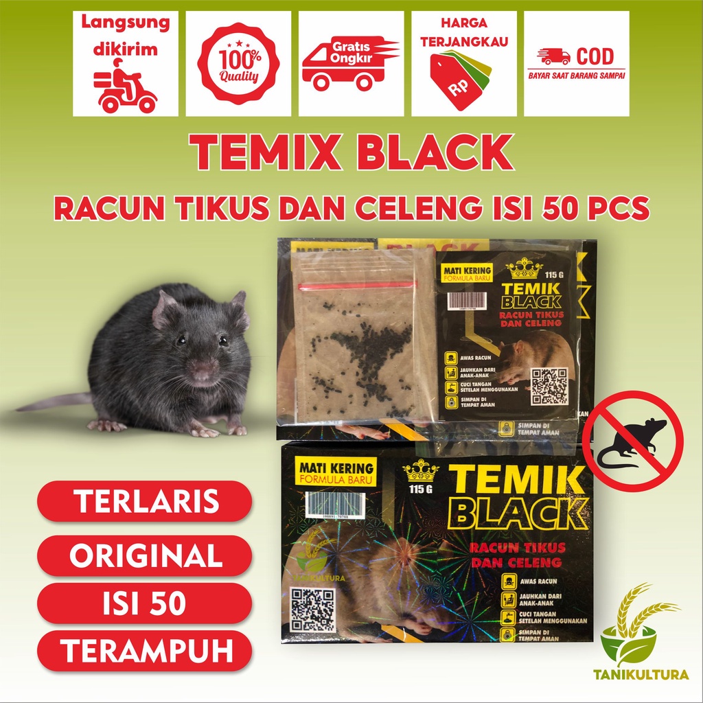 Temix Black Racun Tikus Dan Babi Hutan Original Ampuh Mati Tidak Bau Racun Celeng Monyet Temik