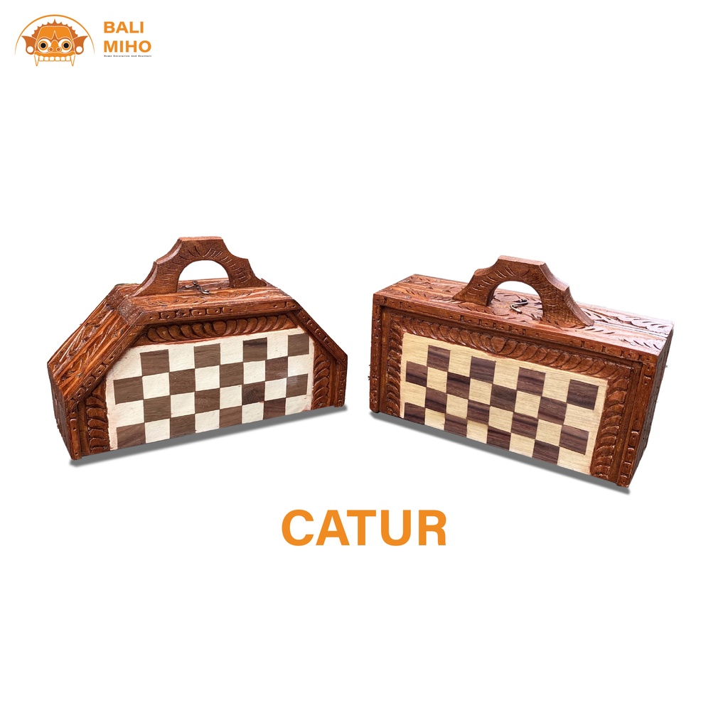 Papan Catur Persegi dan  Segi 8 Kayu ukuran 23 cm - Papan Catur Ukir - Catur Segi Delapan - Catur Ko