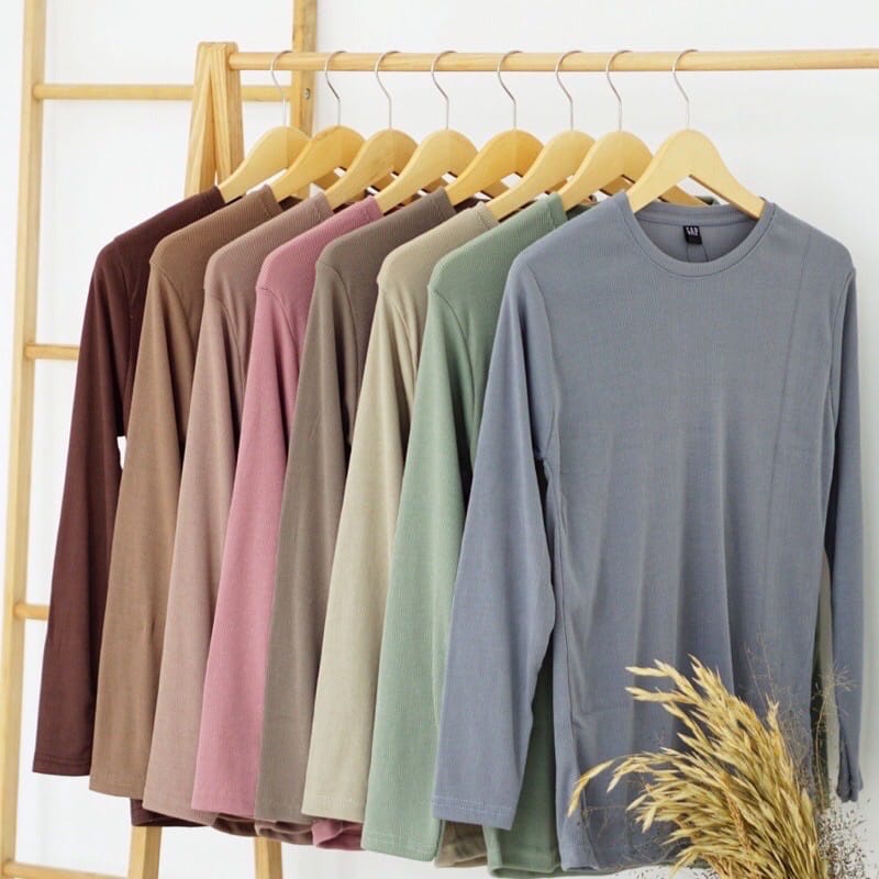 GROSIR KAOS RIB LENGAN PANJANG WANITA / KAOS RIB PREMIUM WANITA / KAOS POLOS LENGAN PANJANG WANITA /