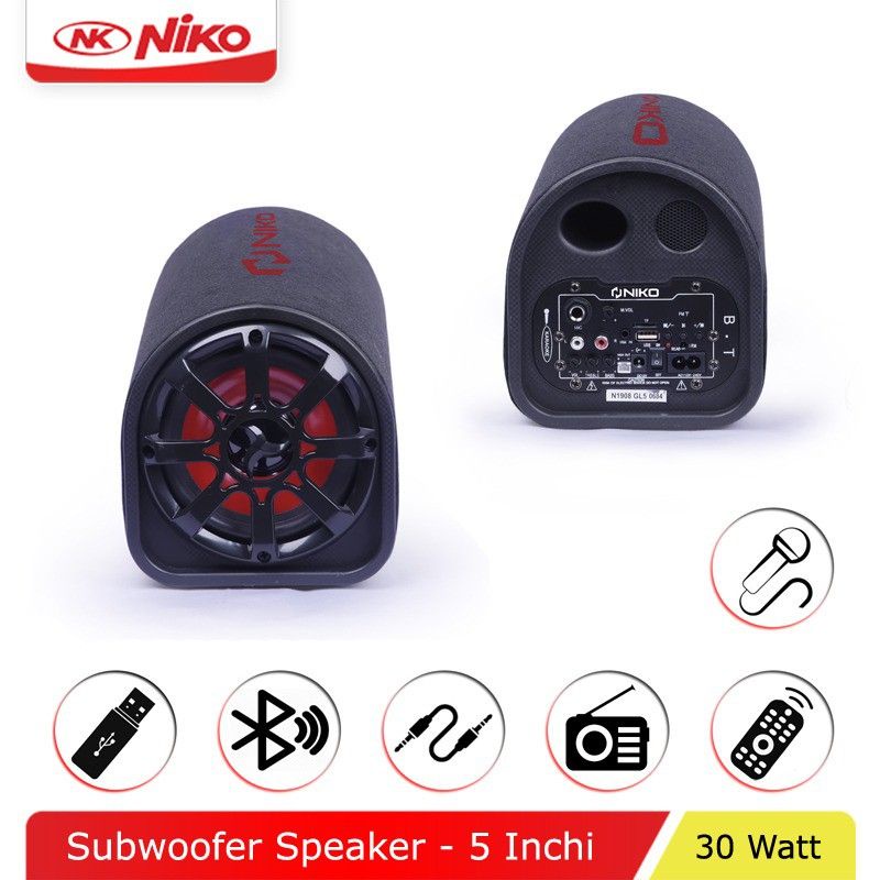 speaker Bluetooth/salon bluetooth Niko GL 5 subwoofer car speaker 5 inch 30 watt speaker tabung 5 inch