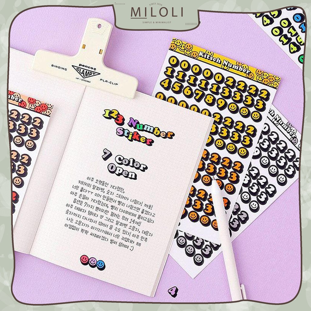 

[MILOLI] 6Lembar KITSCH NUMBER Alphabet Numeric Sticker Decor Jurnal BUJO Scrapbook - B0169