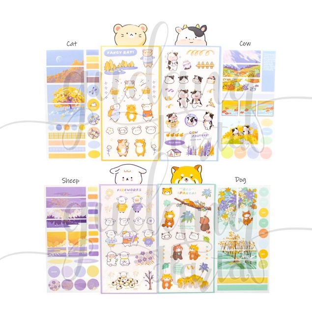 Stiker Auntumn Animal Sticker Cat Cow Dog Sheep DIY Scrapbook GH 303033