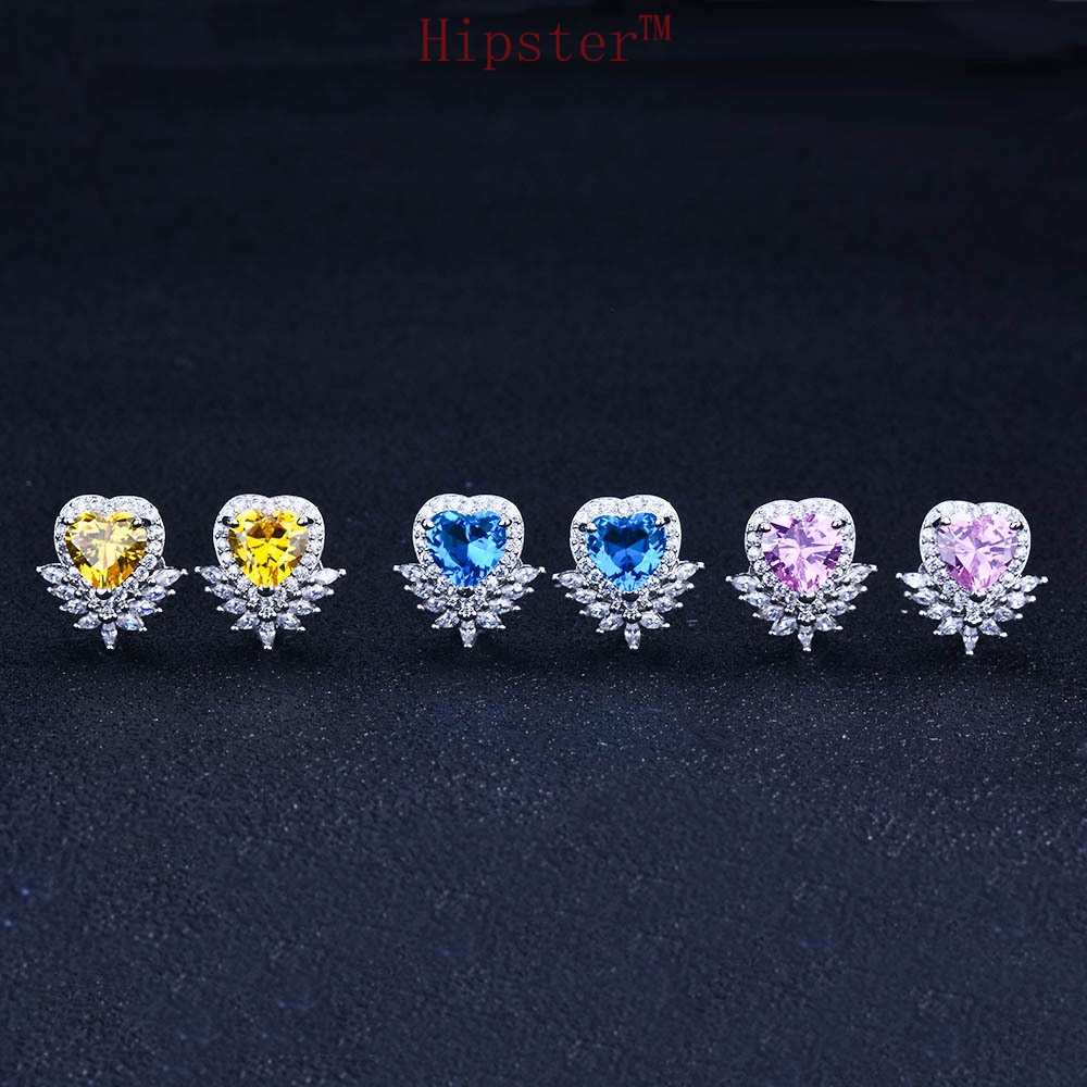 Heart-Shaped Ring Natural Fashion Sapphire Earings Set