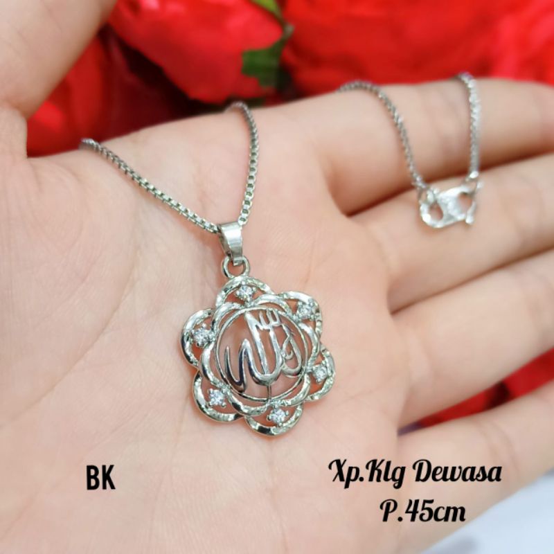 Kalung Dewasa berlafadz Allah SWT bunga permata Gold&amp;Silver,tidak karat *COD*