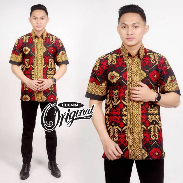 Kemeja Batik Pria Moderen Lengan Pendek Kratonan Regular- Baju Batik Pria Murah Regular M L XL XXL