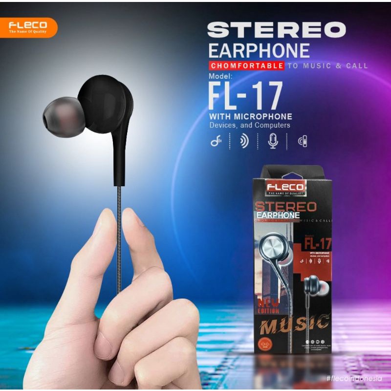 Headset Super Mega bass Stereo Earphone Big Bass Original by Fleco black Edition [FLE17]