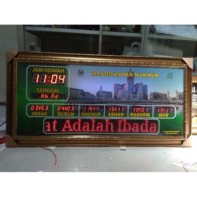 jam digital masjid jadwal sholat otomatis tipe standart plus running teks