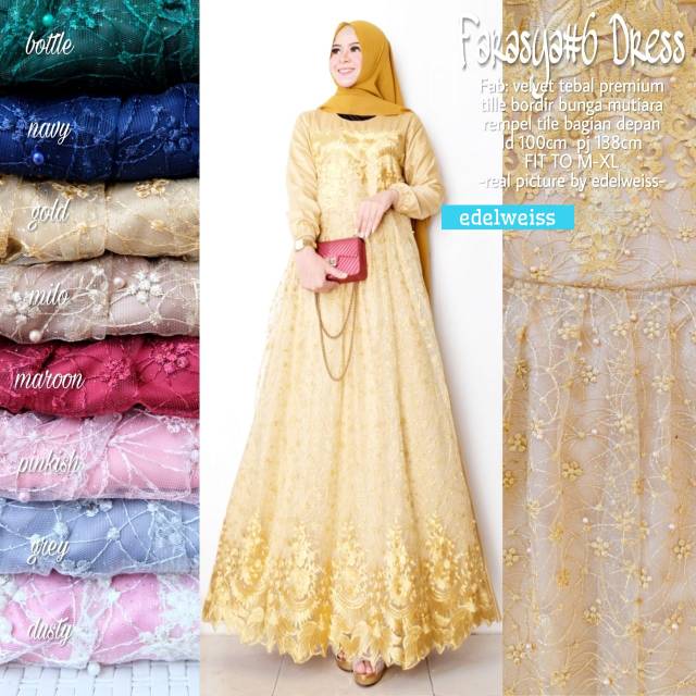 Farasya #6 Dress Bordir mix Tile by Edelweiss