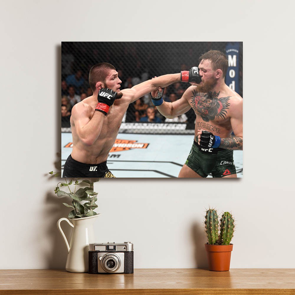 Khabib Nurmagomedov vs Conor McGregor UFC Poster Kayu Hiasan Dinding