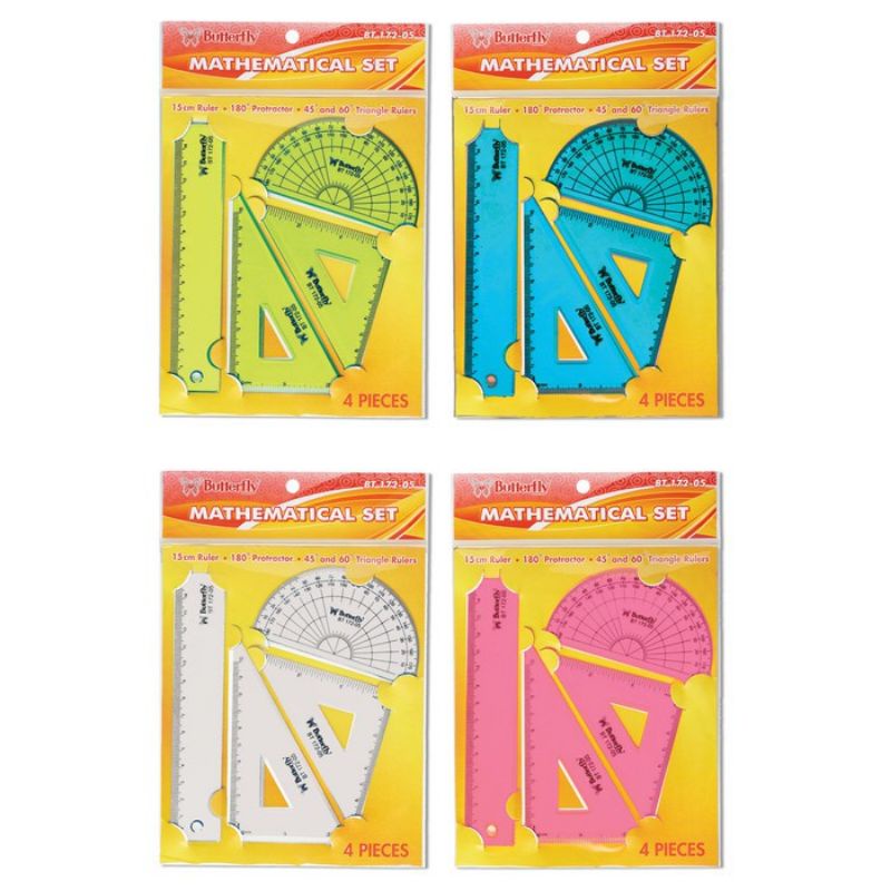 Penggaris Set / Mathematical Set Ruler Butterfly BT-172