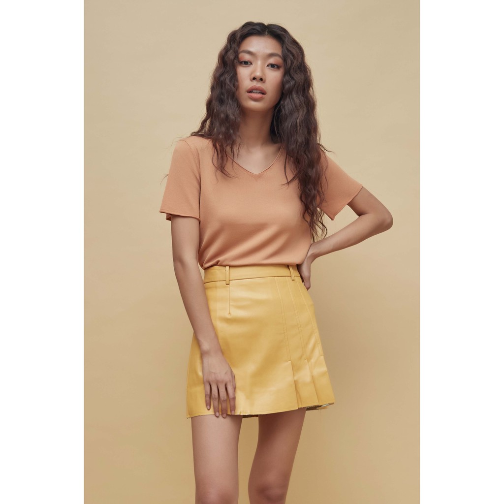 Peach Poppy Stella Leather Skirt - Rok Mini Wanita Faux Leather