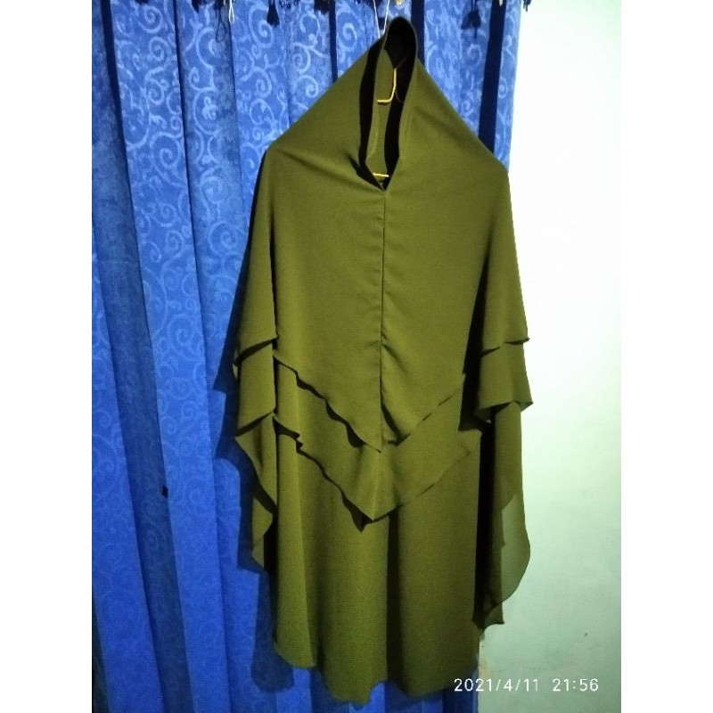 2 set gamis cauple qinana+jb kotak lengan bolong+cadar bandana