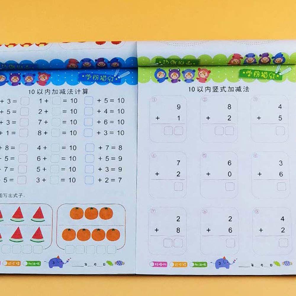 Mxbeauty Buku Latihan Matematika Anak Usia 3-6 Tahun Motif Kartun Tulisan Tangan Aritmatika Belajar Angka