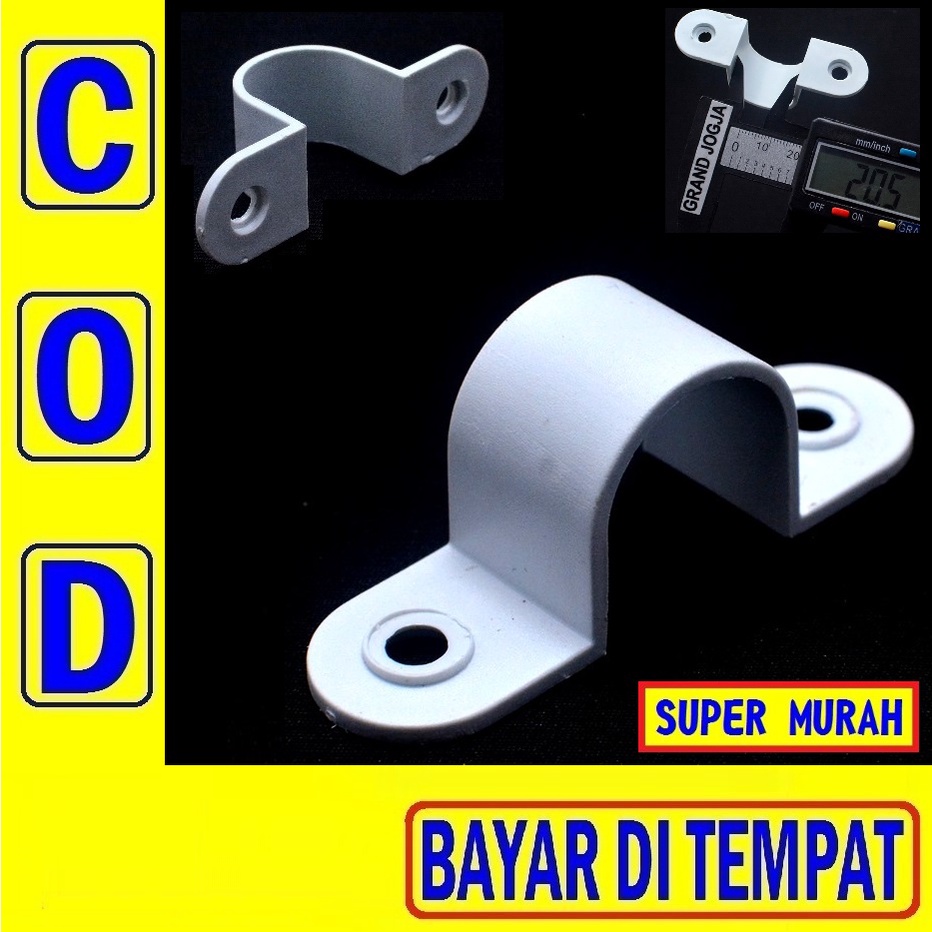 61J KLEM PIPA CONDUIT Putih Pralon Paralon Kabel Listrik 20 Mm 20mm Penjepit Perapih Kabel  GRAND JO