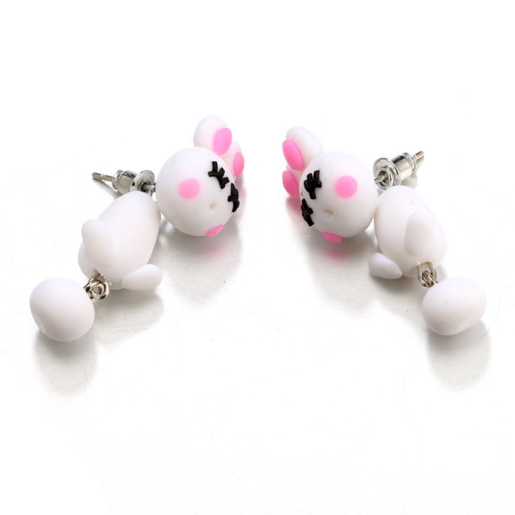 Hu Hu Hu Hu Hu Alat Bantu Pasang Kacamata♡ Anting Tusuk Gantung Bahan Polymer Clay Desain Dombakelinci Kartun Untuk Wanita