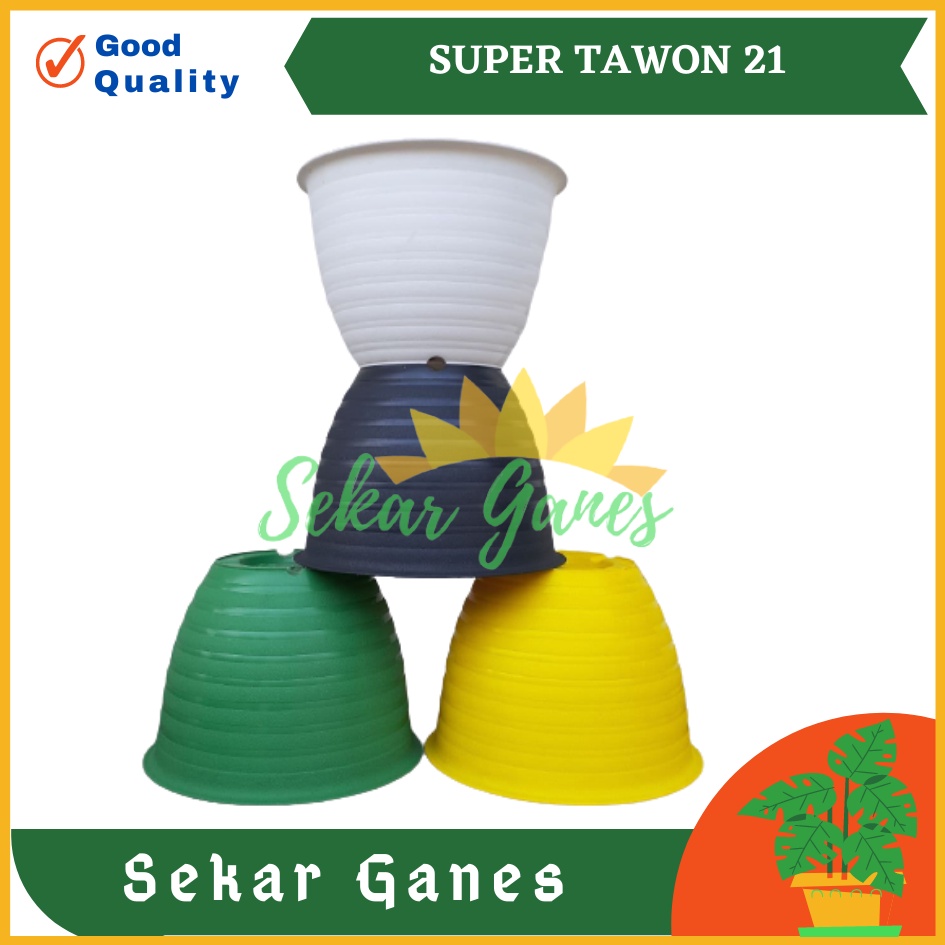 POT SUPER TAWON 21 CM PUTIH TAWON POT 22 PLASTIK 21CM VAS POT BUNGA TAWON BULAT - pot bunga hias OK