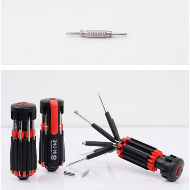 Set Obeng 8 in 1 Multi Screwdriver Tools - Obeng Senter Multifungsi