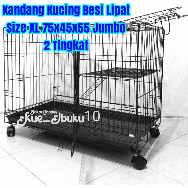 Kandang Kucing 2 Tingkat Jumbo XL 75x45 Termurah Hewan Peliharaan Anjing Musang