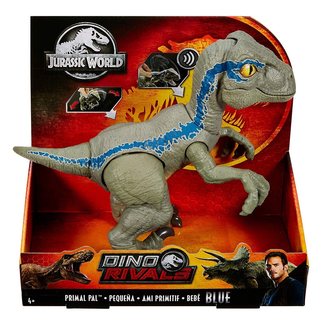 JURASSIC WORLD Dino Rivals Primal Pal Velociraptor Blue Dinosaur Figure