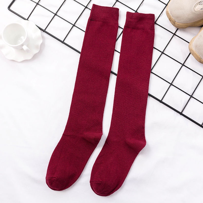 Kaos Kaki Cewek Panjang Selutut  Kaos Kaki Gaya Jepang korea  Kaos Kaki Muslimah Calf Socks Polos