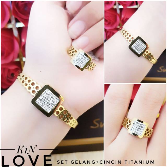 Titanium gelang dan cincin 1808j