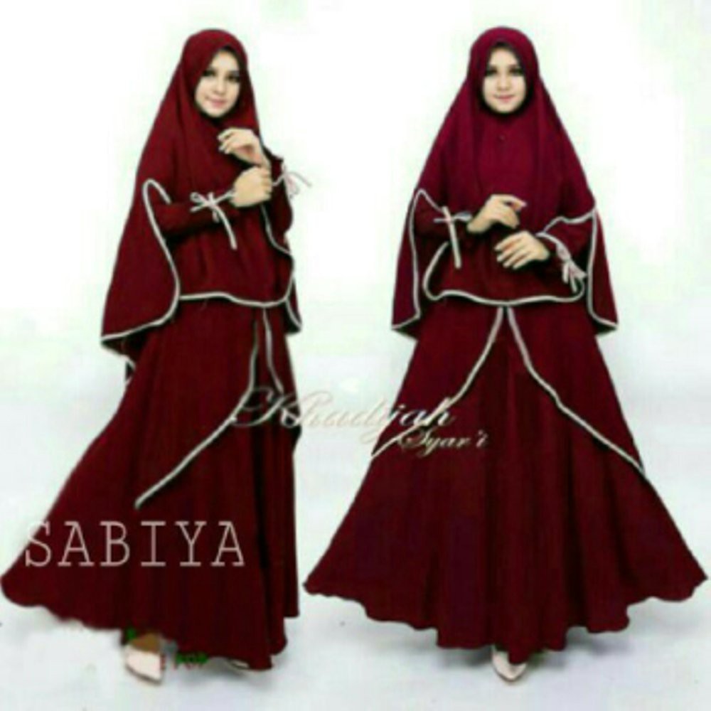 GAMIS MUSLIM SABIYA SYARI MAROON + DAPAT HIJAB | DRESS WANITA | GAMIS MUSLIMAH | FASHION MUSLIM