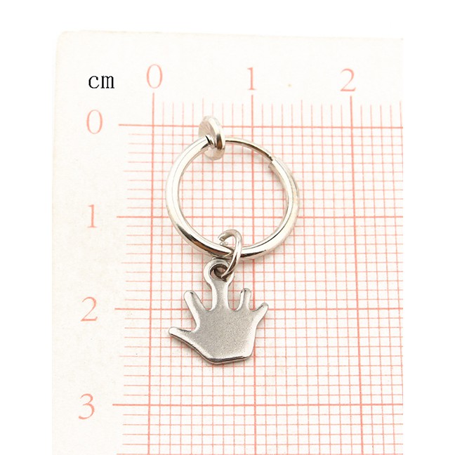 LRC Anting Jepit Fashion Stainless Steel Non-open Pattern Earrings F66615