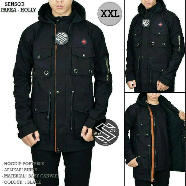 Jaket Parka Pocket Sensor Jumbo XXL/Big Size/Ukuran XXL Hitam dan Navy