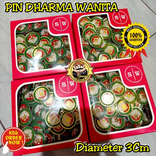 PIN DHARMA WANITA 3CM GAMBAR TIMBUL