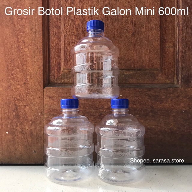 (50 PCS) Grosir Botol Plastik Galon Mini Aqua 600ml Kemasan Unik Kopi