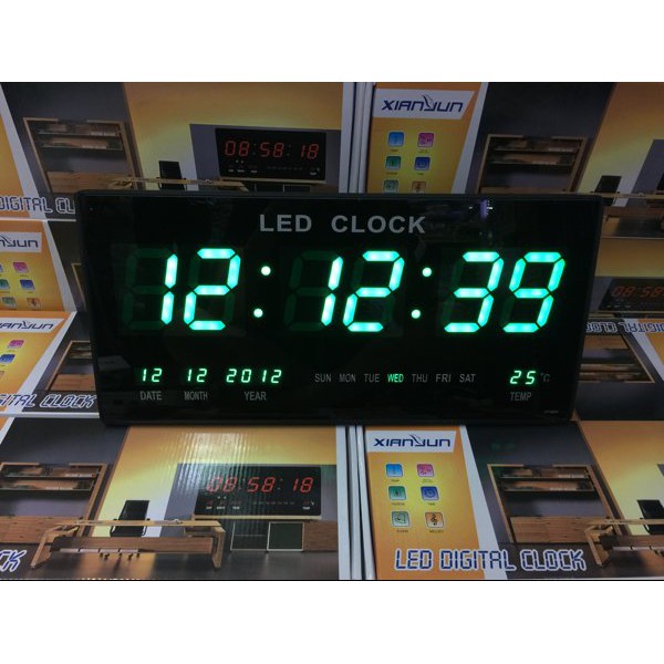 Jam Dinding Digital LED Meja LED Clock 4622 Hijau