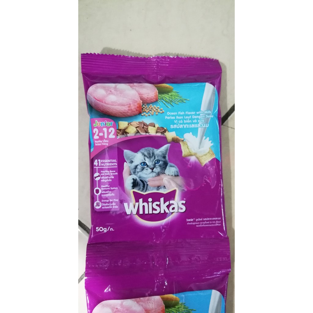 Whiskas Junior Fres Pack 50gr - Makanan kering Anak Kucing kecil yang bagus dan disukai