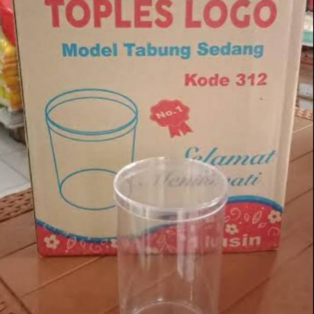 Toples kue nastar tabung tinggi 500gr merk logo 312