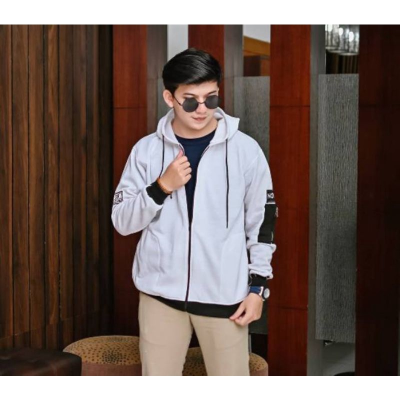 JAKET HOODIE BOMBER ZIPPER PRIA NOW ORI BELUDRU COWOK