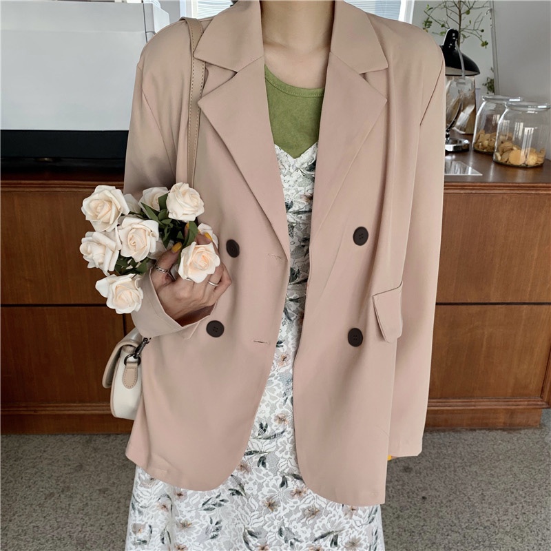 XIAOZHAINV Blazer Jaket Crop Wanita Korean Style V-neck 3288