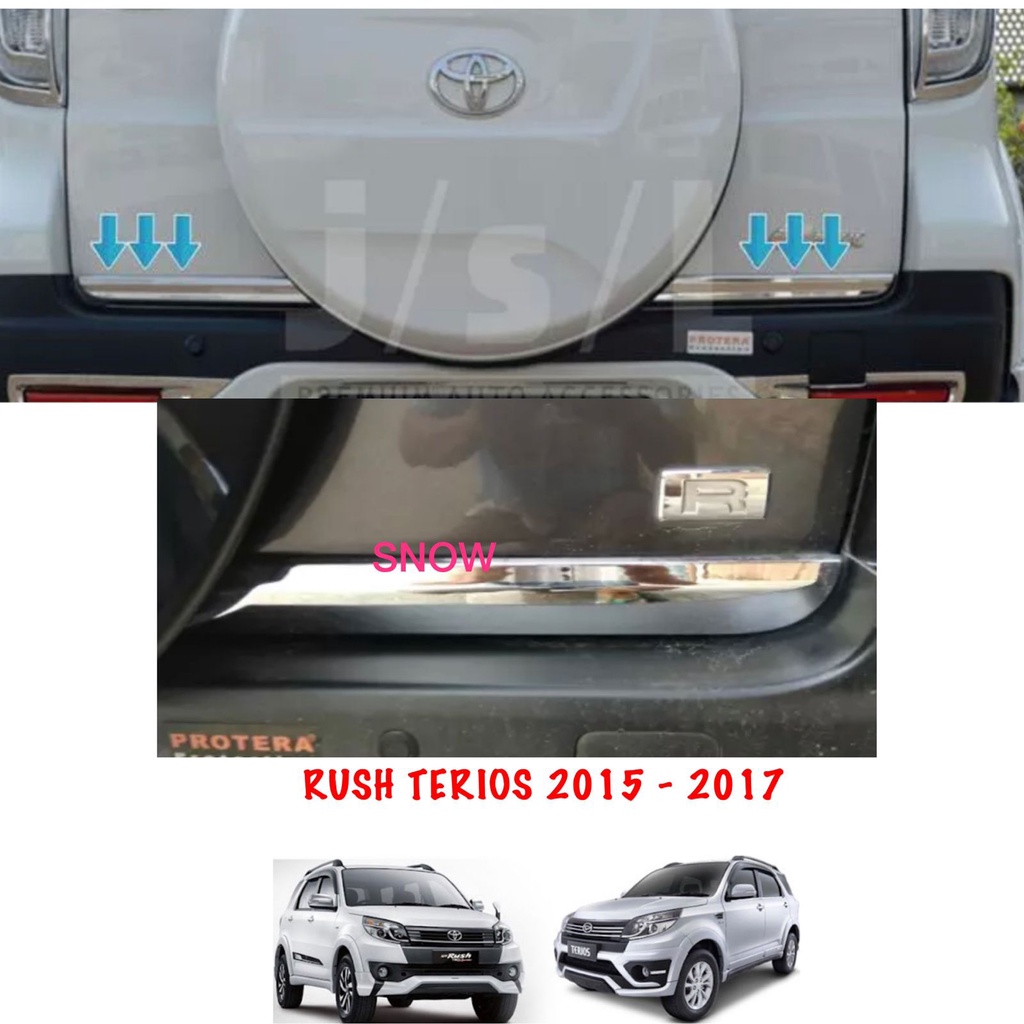 List Pintu Belakang New Rush Terios 2015 2017 Cover Chrome