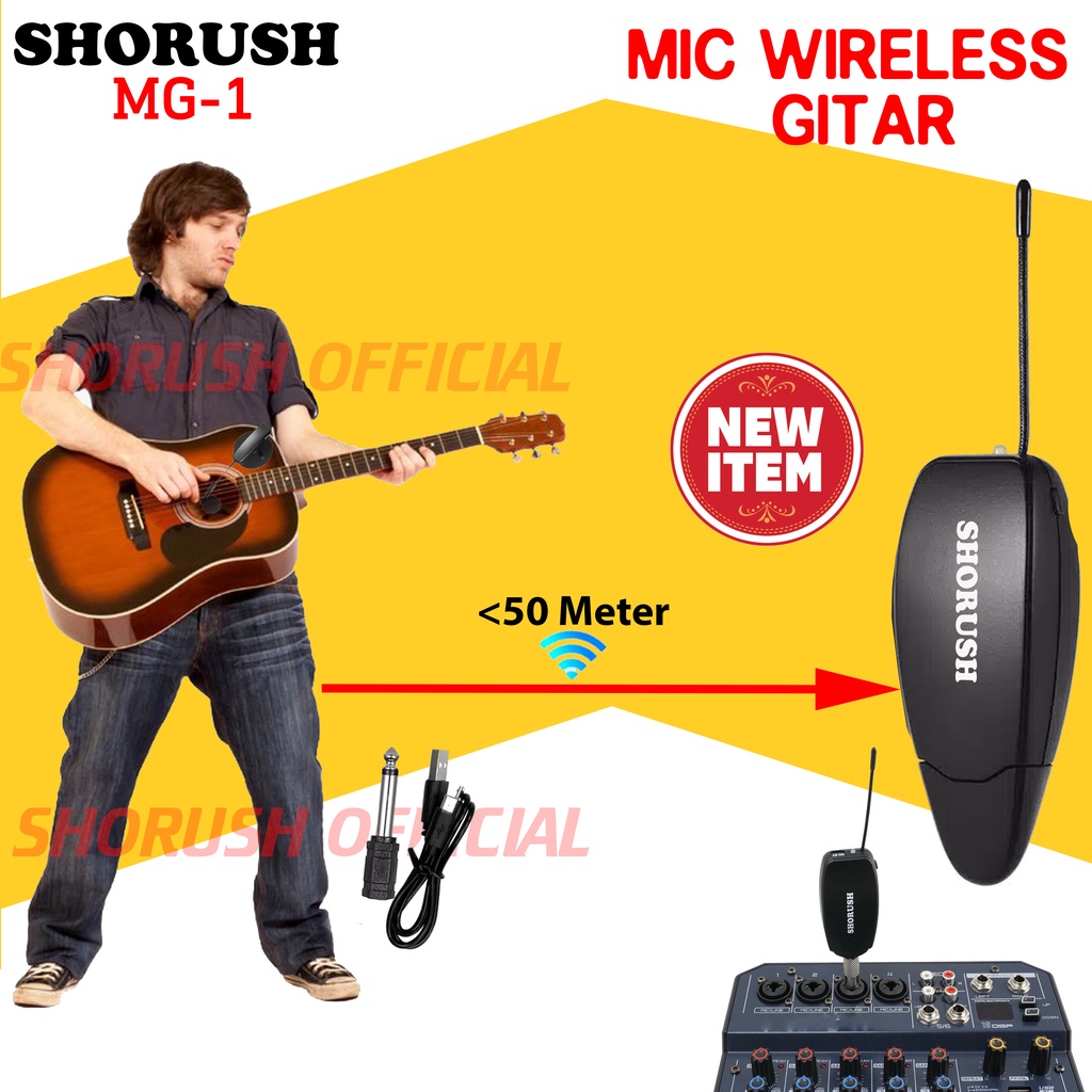 Shorush MG-1 Microphone Wireless Gitar Audio Mic Akustic Studio Mixer Akustik