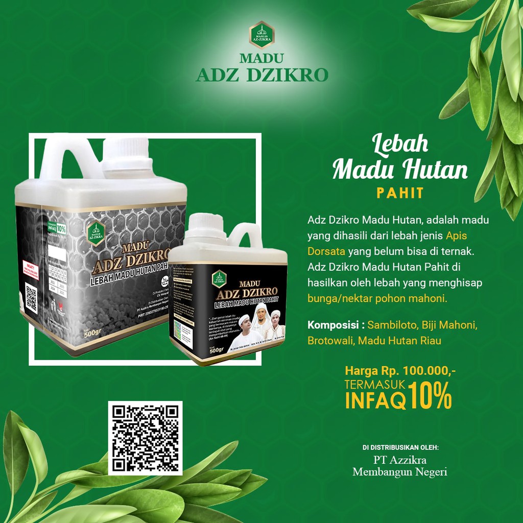 Madu Adz Dzikro Hutan Herbal Super Hitam Pahit Asli Original 500 gr