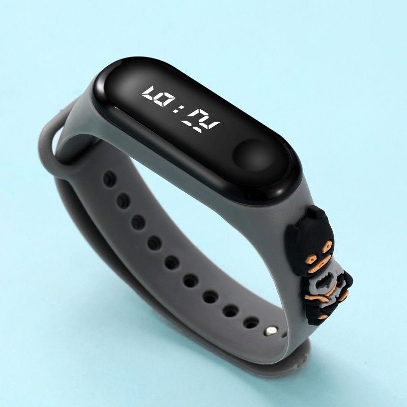 Dennos LD8  kartun Jam Tangan Gelang Couple Anak IP67 IPx4 SUPER HERO MARVEL Led Motif Mickey Pikachu Silikon Tahan Air-HITAM BATMAN