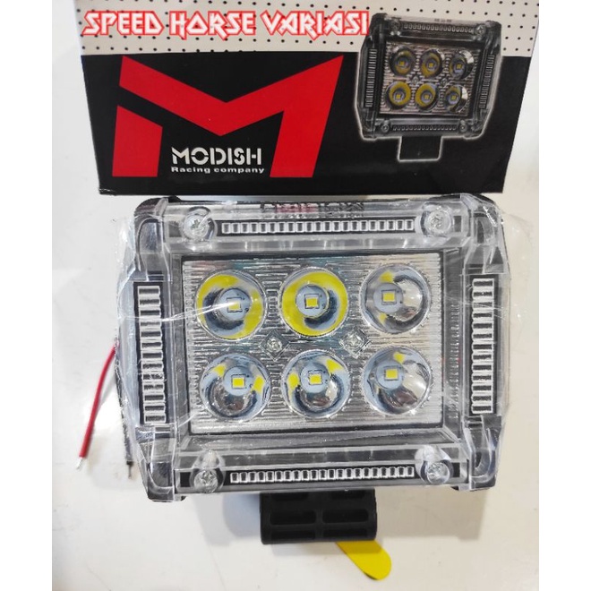 Lampu tombol CWL 6 LED strobo RGB blue red white flash untuk sepeda motor