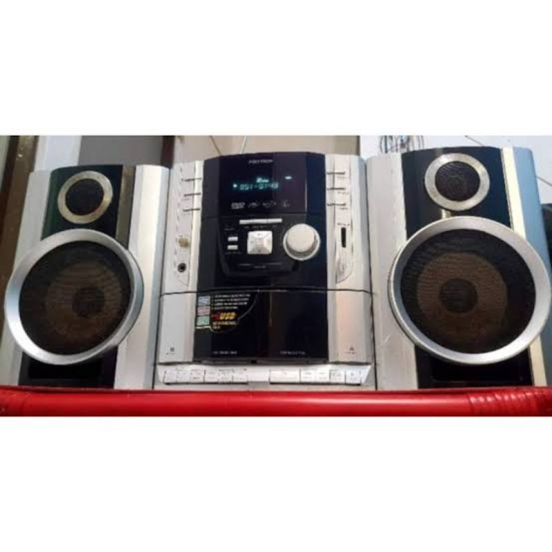 MINI COMPO HIFI POLYTRON SM 910 SM910 HOME THEATER COMPO RADIO FM USB CASSETTE INPUT TAPE PLAYER KAS