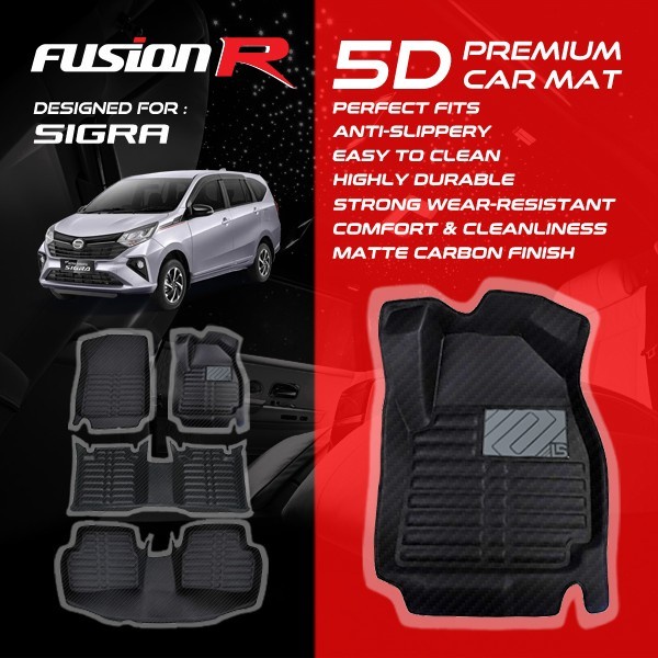 Fusion R Karpet Mobil 5D SIGRA Luxury Car Carpet Carbon Fit PNP Premium Original