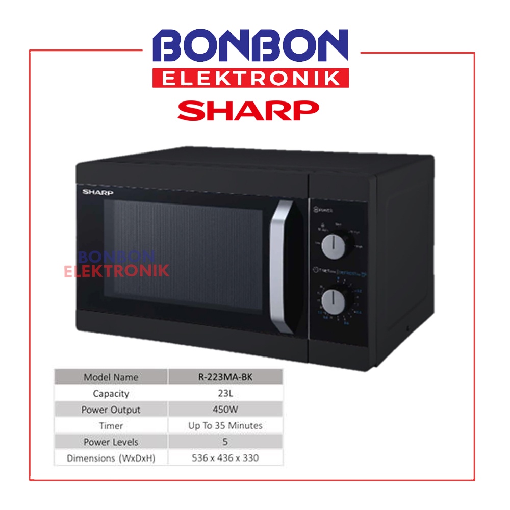 Sharp Microwave Solo R-223MA-BK 23 Liter 450 Watt / R 223MA BK 23L