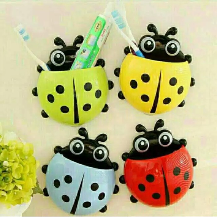 Tempat sikat gigi lady bug kumbang organizer odol tooth brush holder