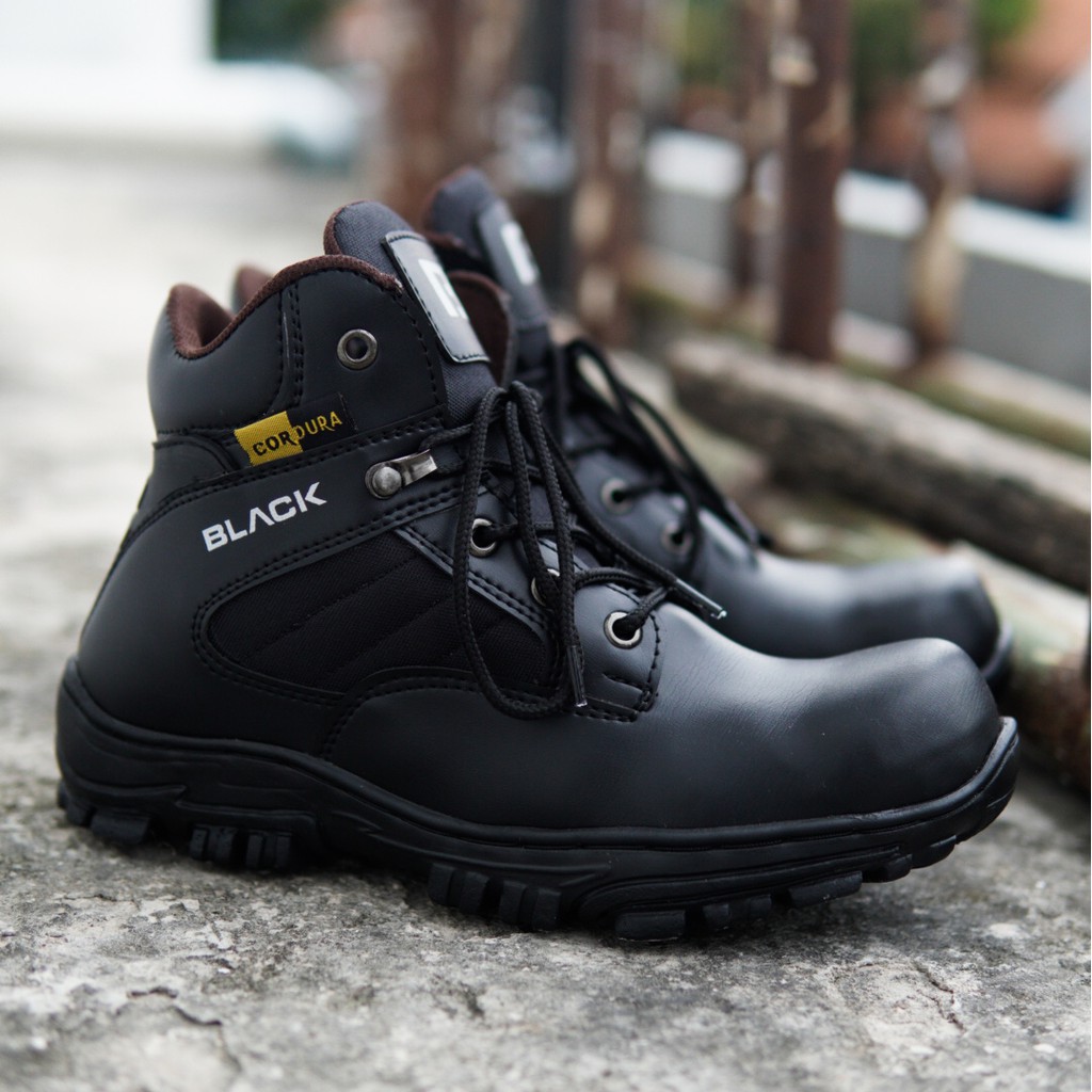 BLACK FORCE CHEAP PENDEK - SEPATU MUNCAK GUNUNG PRIA BOOTS UJUNG BESI SAFETY SHOES TRACKING TACTICAL